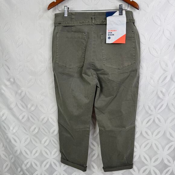 Sunday Revolve Le Soleil Pant Contrast Stripe Frayed Hem in Cactus Size 28 NWT - Picture 10 of 12